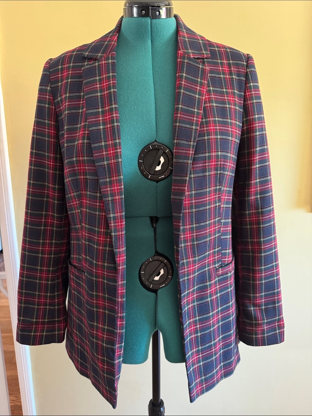 Primark Navy and Red Plaid Blazer